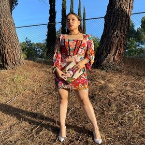 Orange floral dress